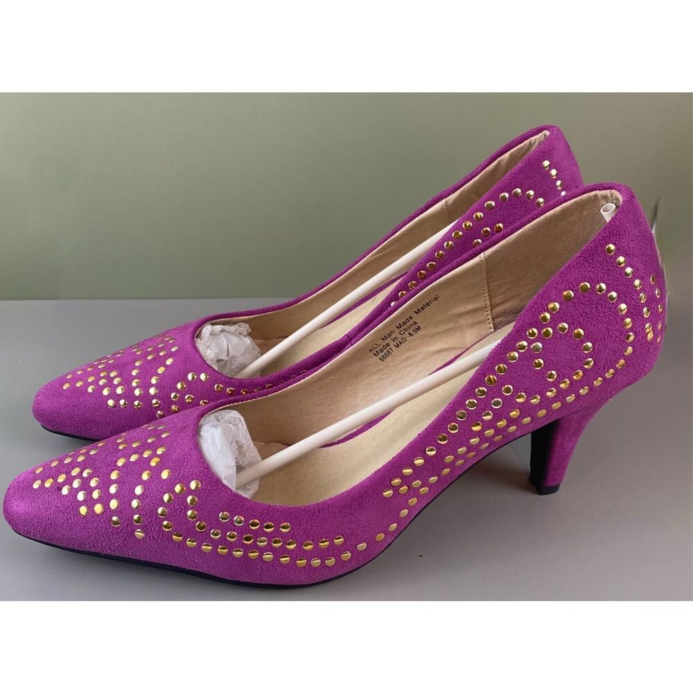 New Boston Proper fuchsia stuuded high heels Size 8.5 - Picture 4 of 7